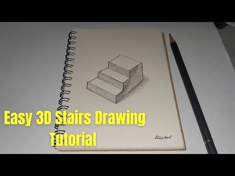 Realistic 3D Staircase Drawing Tutorial with Pencil.