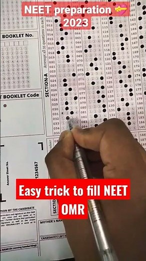 Easy trick to fill NEET OMR sheet/NEET Preparation🩺/Quick OMR fill#neet#neet2023#omrsheetfilluptrick