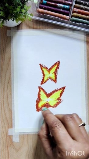 ✨ beautiful magical butterfly drawing with oil pastel colour#art #shorts