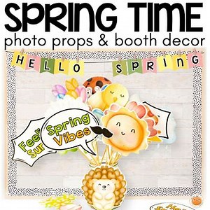 Spring Photo Props, Photo Booth Decor, Spring Class Activity