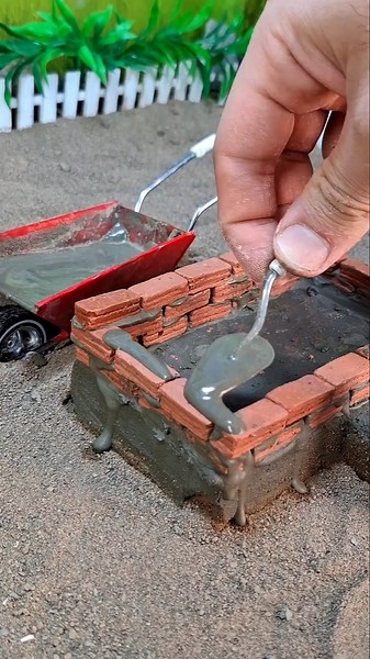 Insane Miniature Concrete Brick House Build ، Most Satisfying#MiniatureHouse #ConcreteBuild #Shorts