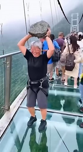 1.8K views | Glass Bridge Collapses After Tourist Lifts Huge Rock ｜ Terrifying Moment Caught on Camera #viral | Find Out | Facebook