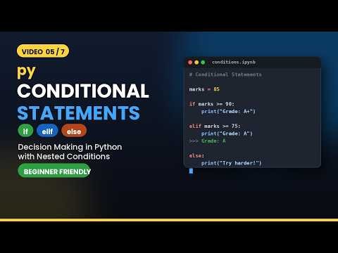 #5 Python Conditional Statements Explained | if, elif, else and Nested Conditions