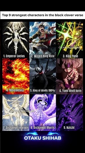 Top 9 Strongest Black Clover Characters ♣️🔥 #BlackClover #Asta #AnimeShorts #Yuno #Shorts