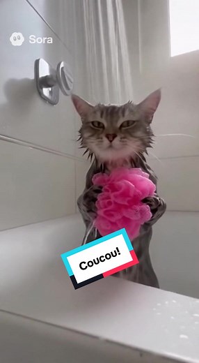 Un chat mignon fait coucou et apporte le sourire