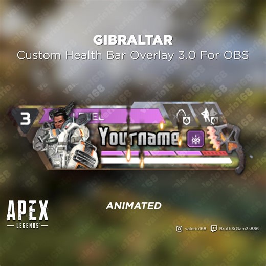 Gibraltar Animated - Apex Legends Custom Health Bar 3.0 Overlay for Streaming on Youtube, Twitch, OBS & SLOBS - Etsy