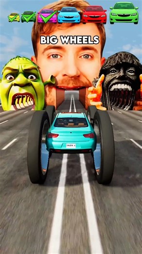 Big & Small Cars Vs Mrbeast,shrek & 67 Kid - BeamNG.Drive