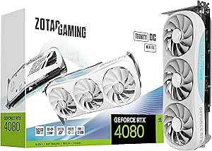ZOTAC Gaming GeForce RTX 4080 16GB Trinity OC White Edition DLSS 3 16GB GDDR6X 256-bit 22.4 Gbps PCIE 4.0 Gaming Graphics Card, IceStorm 2.0 Advanced Cooling, Spectra RGB Lighting, ZT-D40810Q-10P