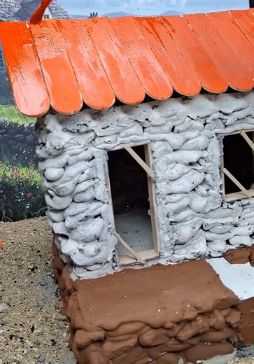 I create tiny house 🏡 from small bricks 🧱 and stones i use real materials to build my dream house
