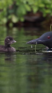 Common loon chick being fed | Harry Collins Photography