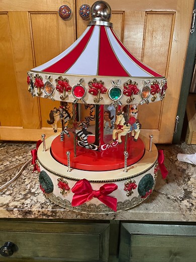 Christmas Carousel Large 16" Working Vintage Carousel - Must Have for the Holidays!! See Video - Etsy