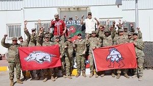 35K views · 2.8K reactions | During yesterday's win, the 142nd Field Artillery Brigade joined us from Jordan to call the Hogs!  | Arkansas Razorback Baseball | Facebook