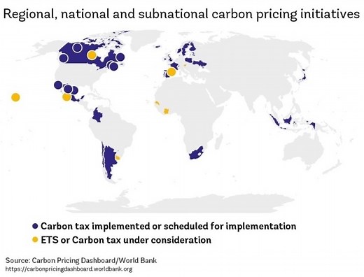 What are the advantages and challenges of a carbon tax?