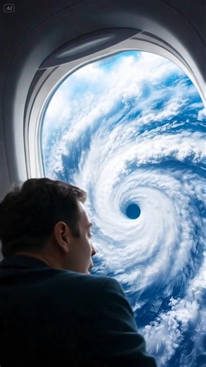 這五分鐘就可以做一段-飛機窗外看颱風​眼A cinematic view from inside a Cathay Pacific #AI #很假 #Gemini #卽夢 #美圖秀秀 #右下角穿幫了