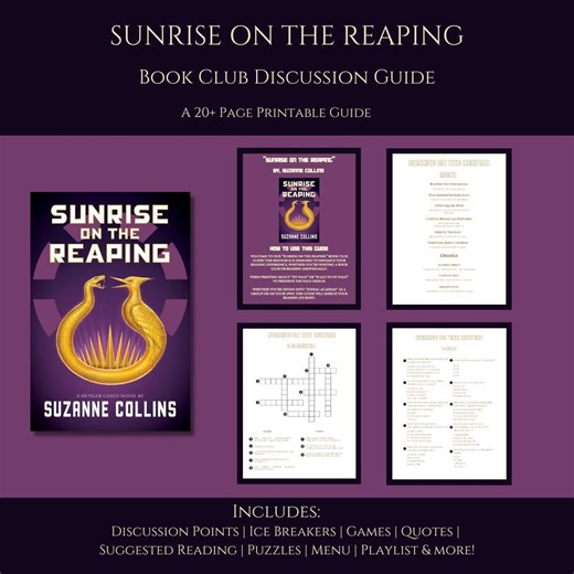 Sunrise on the Reaping Book Club Kit Printable, Discussion Questions, Trivia, Themed Menu, Games for Booktok Readers, Dystopian Romance - Etsy