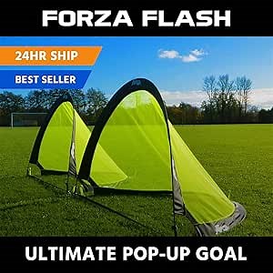 FORZA Flash Pop-Up Soccer Goals [Pair] | Portable Pro Soccer Nets [2.5ft, 4ft & 6ft] | Soccer Goals for Backyard | Soccer Training Equipment | Pop Up Soccer Goal