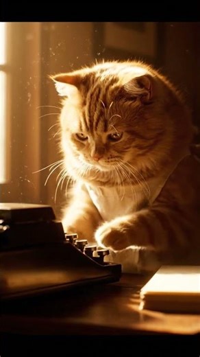 Cat is typing a novel on a typewriter! 🐾📜 #AICat #CatWriter