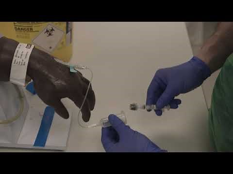 Taking blood from a butterly needle