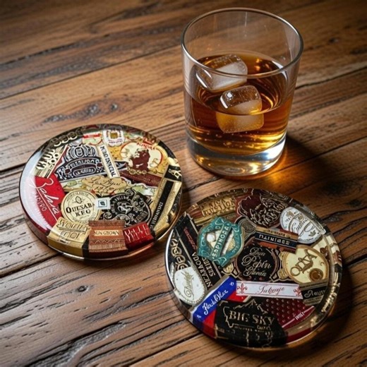 Handmade Coasters With Cigar Band Collage - Set of Two - Etsy