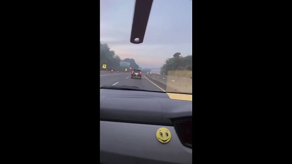 Tire bursts on road in Bandung, West Java