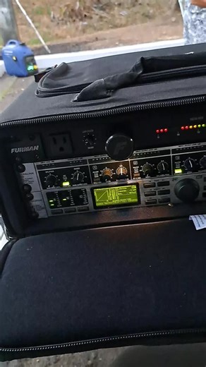 The brains of the operation. My little rack. Furman Power Conditioner Behringer Mixer & Dsp. #soundreinforcement #level_concoction