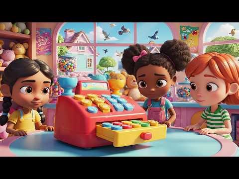Four Little Toy Cash Registers Go Cha-Ching Cha-Ching | Fun Nursery Rhymes for Kids