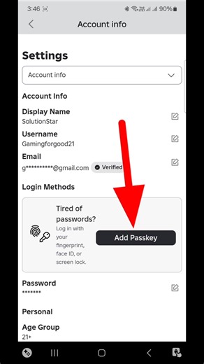 How to Add Passkey on Roblox Mobile | Set Up Roblox Passkey on Mobile #shorts#AddPasskeyRoblox