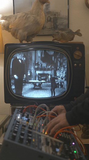 Fan-favorite synthesizer session with a clip from “The Addams Family” on a 1958 RCA Victor “Sportable” television. Drum sequencing by @intellijel Steppy with samples from a Bitbox Micro sample module. The mono synth sounds are from a @moogsynthesizers Mavis and the video is controlled with audio using VDMX from @vidvox. #avart #audiovisualism #realtime #synthesizer #moog #newmediaart #television #art #videoart #vdmx5 #vintage #experimental #addamsfamily | Ellingson