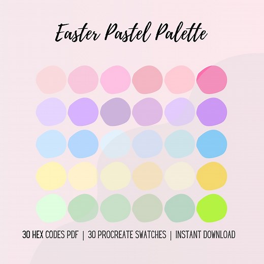 Easter Pastel Color Palette | 30 HEX Codes, Procreate Swatches (digital Download) - Etsy