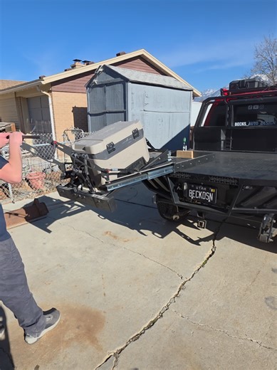 Testing out the fridge slide for the new setup! #dropdownfridgeslide #ankereverfrost #utecanopy #traycanopy #overlanding
