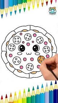 🍕 Cute Pizza Coloring Page for Kids | Fun Yummy Food Drawing Activity 🎨