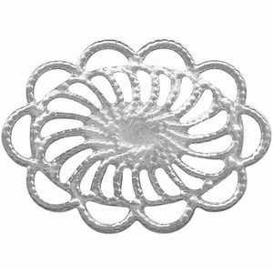 White Rhodium Plated Filigree, Oval