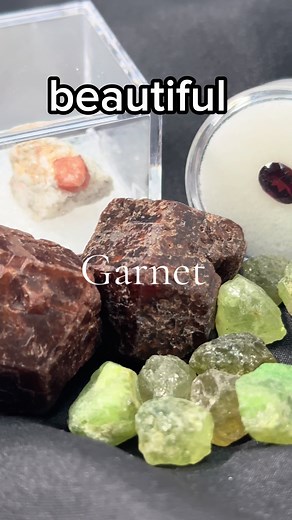 Garnet Did you know they use this Garnet as sand paper? Garnet is a very beautiful crystal Comes in many different colors Garnets can be found all over the world but mainly in US, India, Africa and Australia They Rank 6.5 to a 7.5 on the mohs scale Garnet has a isometric crystal system Which means its grows symmetrically Some the most expensive garnet I’ve seen are usually naturally turminated to some other stone In this case its on black Tourmaline, which was gifted to me by on of my suppliers 