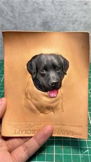 Black Labrador Puppy Leather Keychain | Custom Pet Portrait by LeatheryPaw