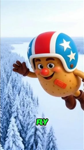 Stunt Spud's CRAZY Snow Cannon Launch to Catch an Acorn! #shorts