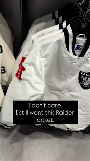 Dr. Mary “jem” Jebbia on Instagram: "The iconic white Raiders jacket. A need. #raiders #raiderfans #raidernation #raidersfootball #lasvegasraiders #allegiantstadium #rn4l"