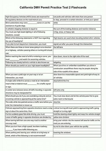 California DMV Permit Practice Test 2 Flashcards video