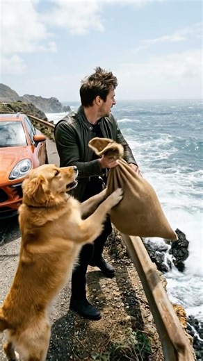 Golden finds a fisherman to save her pups happy ending