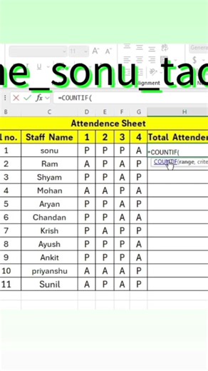 Excel trip and trik video add attendence #excel #computer #shortvideo