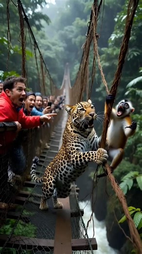 Leopard Grabs Monkey – Shocking Fall into River! 😱🐆🐒