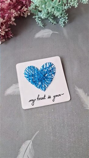 thread heart card 💙 | #neha_art76 #threadwork #giftcard #ytshorts