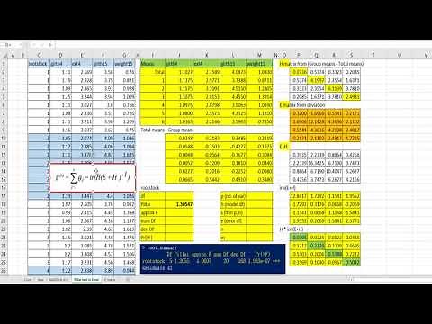 181 MANOVA : Pillai's test in Excel and R