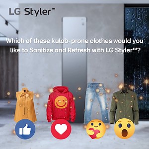 The rainy season makes your clothes prone to dampness, leading to that lasting “kulob” smell. With LG Styler™, you can keep your clothes fresh and clean by eliminating odors and pollutants as you please. How about you? Which of these kulob-prone clothes would you like to Sanitize and Refresh? Share your reactions with us! Shop now: https://www.lg.com/ph/clothes-styler/lg-s3mfc #LifesGood | LG Global