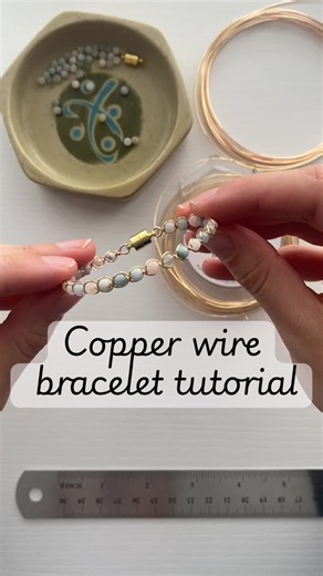 Copper core wire bracelet tutorial! #beads #beadtok #copperbracelet #wirewrappedjewelry #TikTokCreatorSearchInsightsIncentive