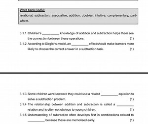 Word bank (LMS):relational, subtraction, associative, addition... | Filo