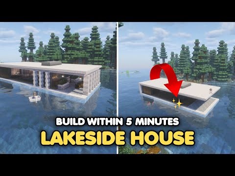 Minecraft Tutorial | How to Build Modern Lakeside House in Minecraft