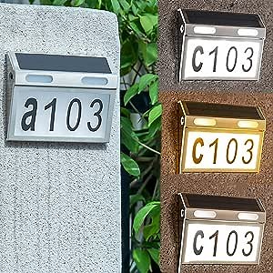 House Numbers Solar Powered, Lighted Solar House Number Sign for Outside, 3 Lighting Mode Modern House Number Sign, Wall Mount LED Lighted House Address Numbers for Home Yard Street