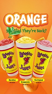 Our ORANGE smoothies are back for a limited time! We know you've been craving them since the last time, so come get one today before they are gone. 🍊 Power through your day with the Marathon smoothie, an energy-packed blend made with Cranberries, Bananas, Strawberries, Orange, and Probiotic Yogurt 🍊 Sweet, creamy, and totally nostalgic, the Orangesicle smoothie is the perfect blend of Oranges and Vanilla Frozen Yogurt. 🍊 Classic flavours at its best in The Original smoothie made with Oranges,