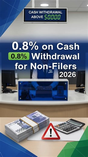 📢 Important Tax Update 2026! If you are a non-filer and withdraw more than PKR 50,000 in cash from your bank, a 0.8% advance tax will be automatically deducted from your account. This deduction applies every time you withdraw cash, causing unnecessary loss of your hard-earned money. The only smart solution is to become a filer. By becoming a filer, you can save tax on cash withdrawals and stay fully compliant with tax laws. 👉 Become a filer today and save your money. For complete guidance, con