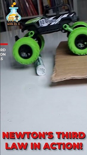 A friction car demonstrates Newton's third law